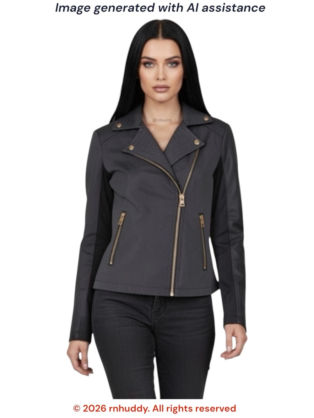 Marc New York by Andrew Marc L black mixed media faux leather biker jacket